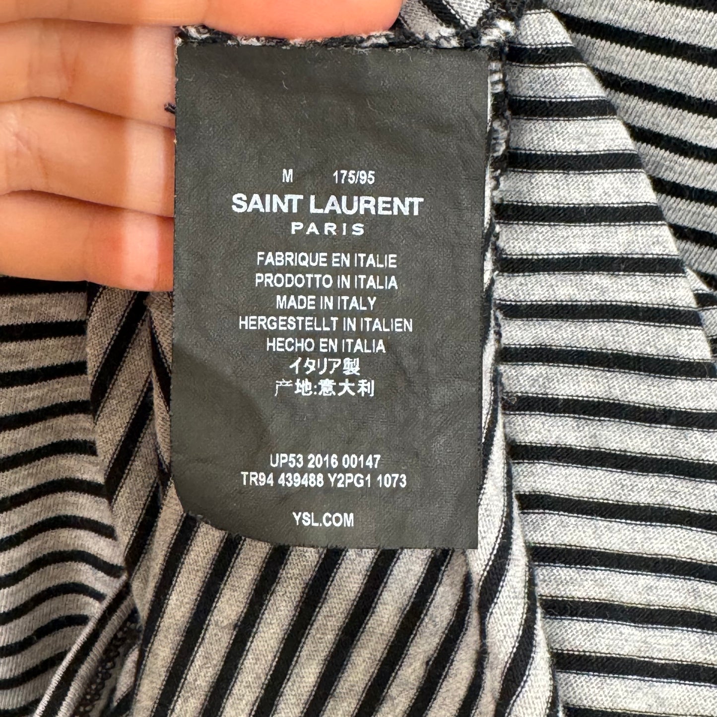 Saint Laurent Paris Striped Short Sleeve T-Shirt