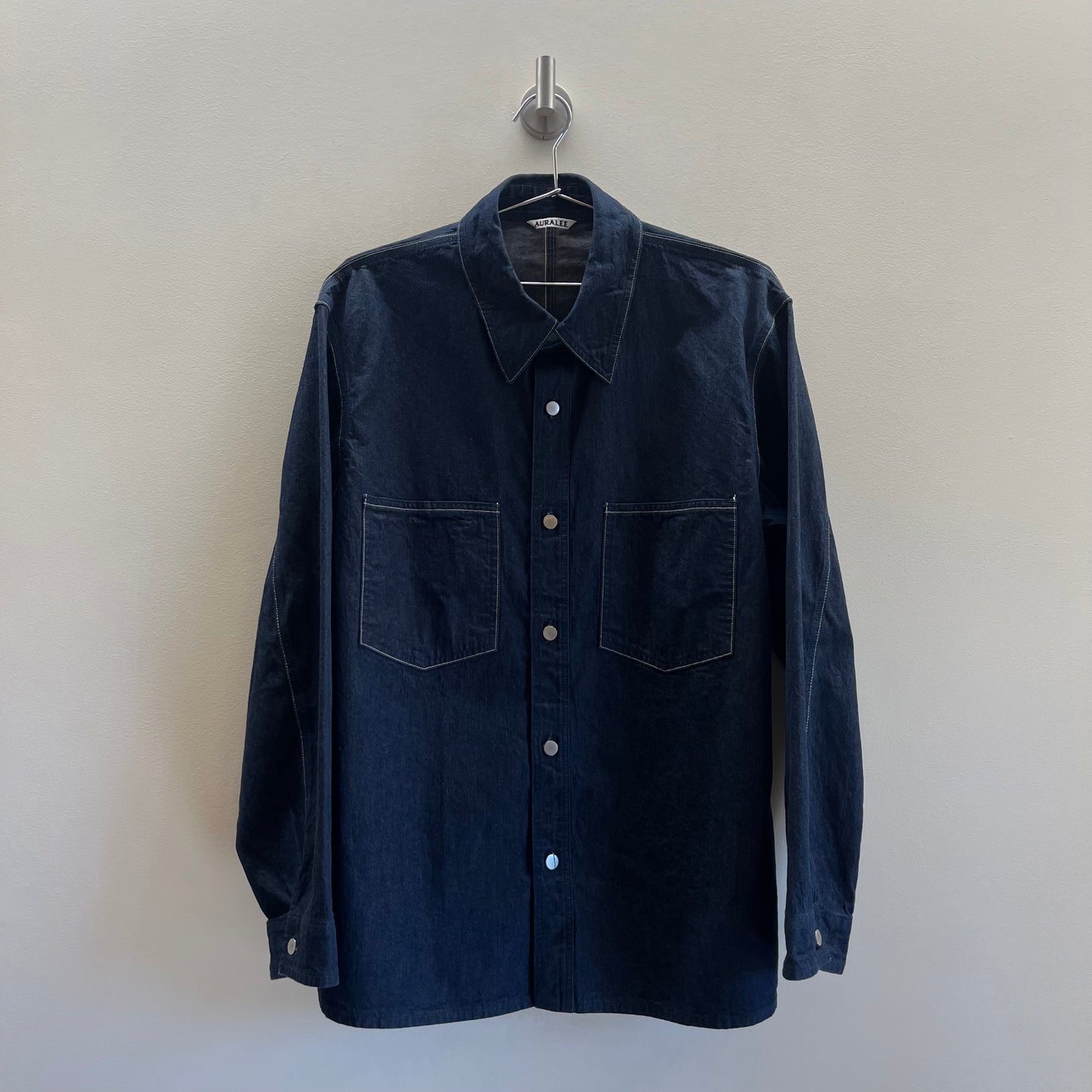 Auralee Hard Twist Denim Contrast Shirt