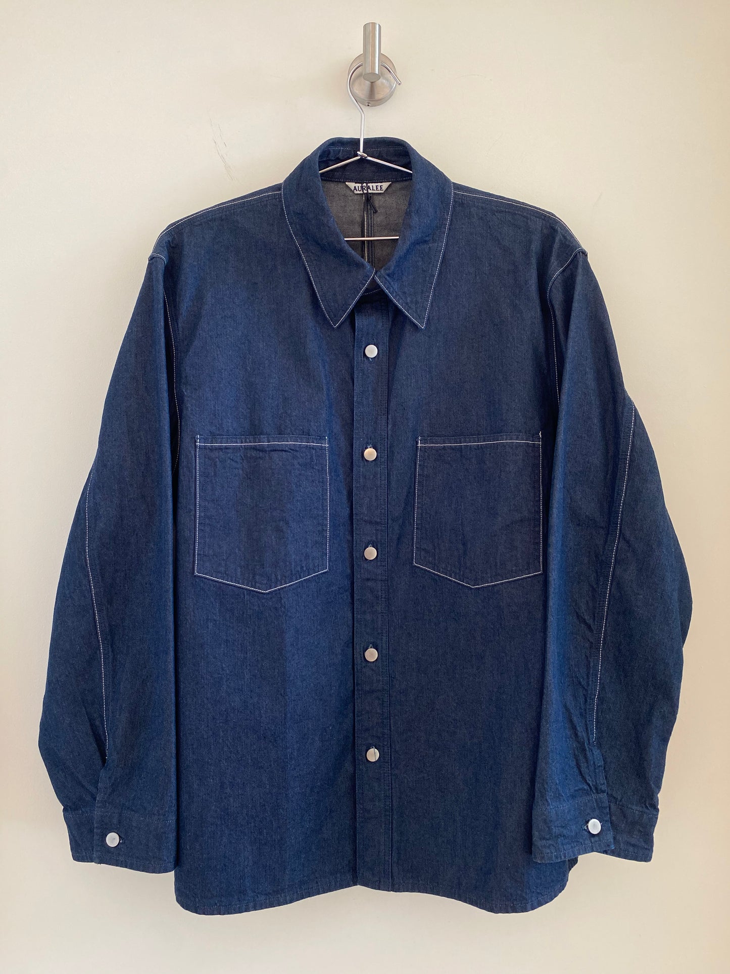 Auralee Hard Twist Denim Contrast Shirt
