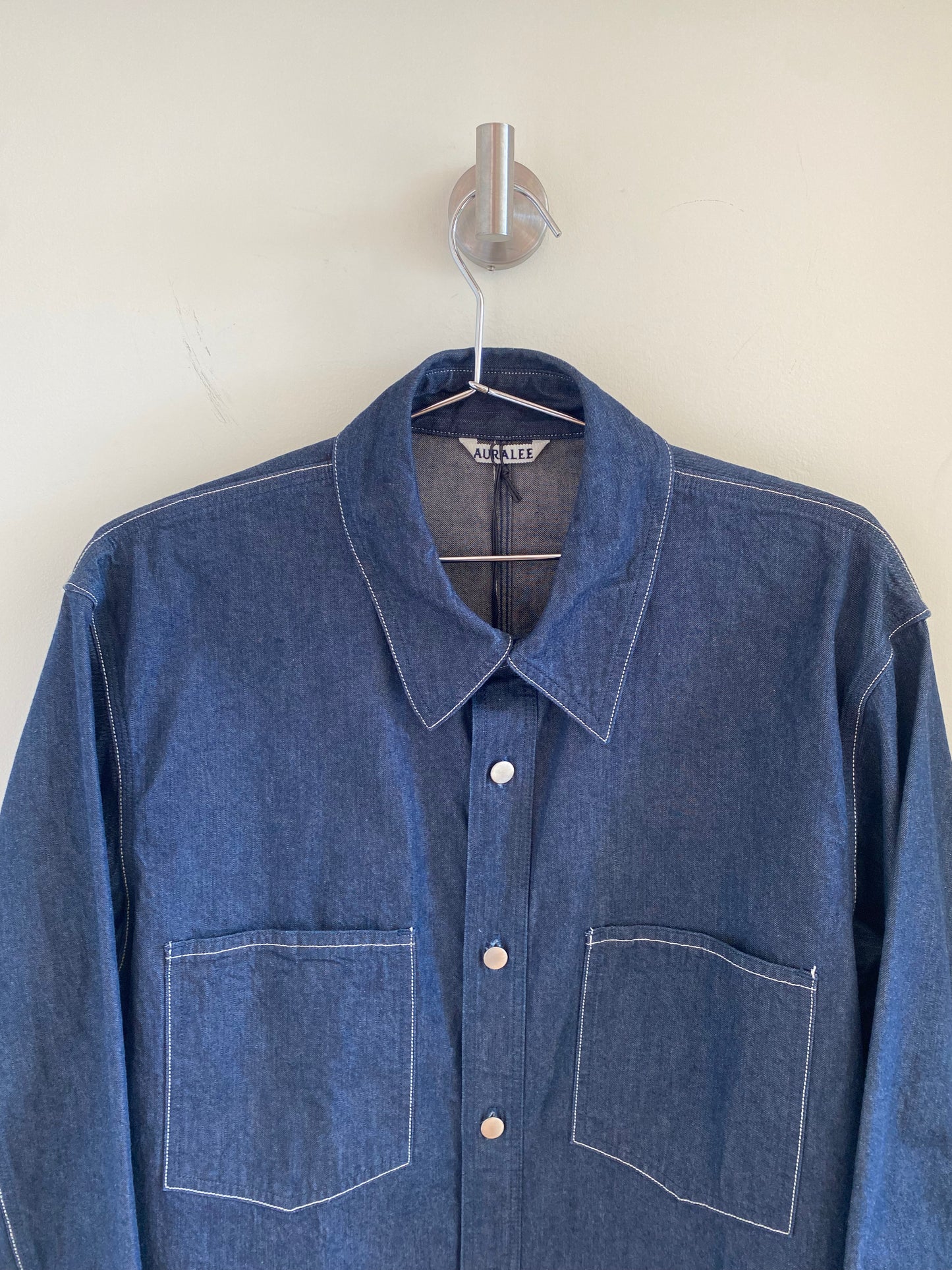 Auralee Hard Twist Denim Contrast Shirt