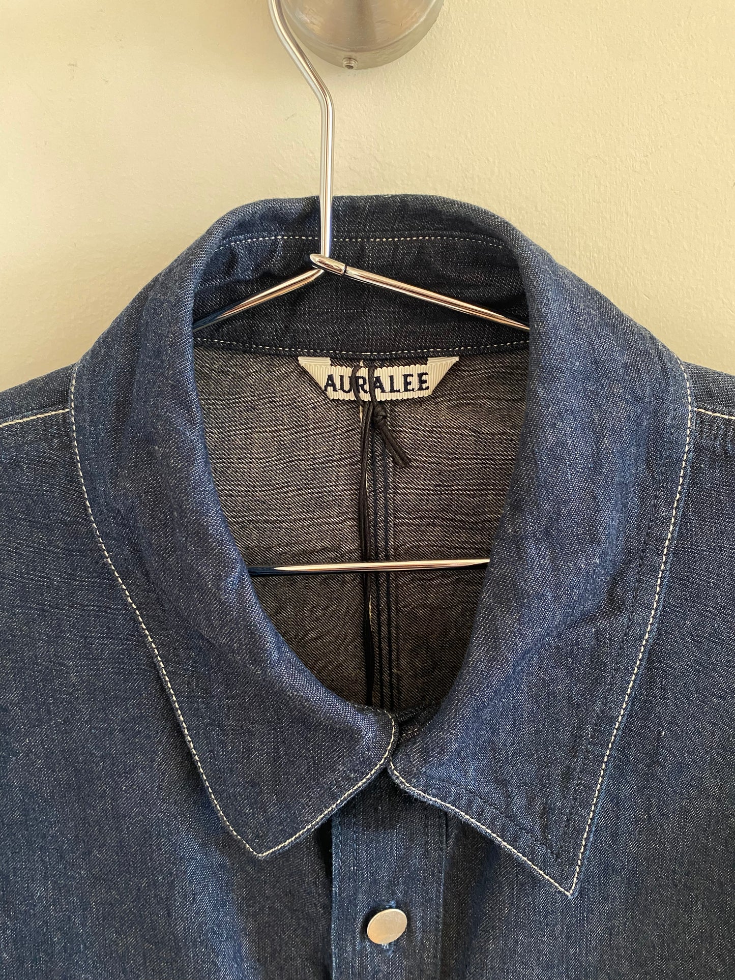 Auralee Hard Twist Denim Contrast Shirt