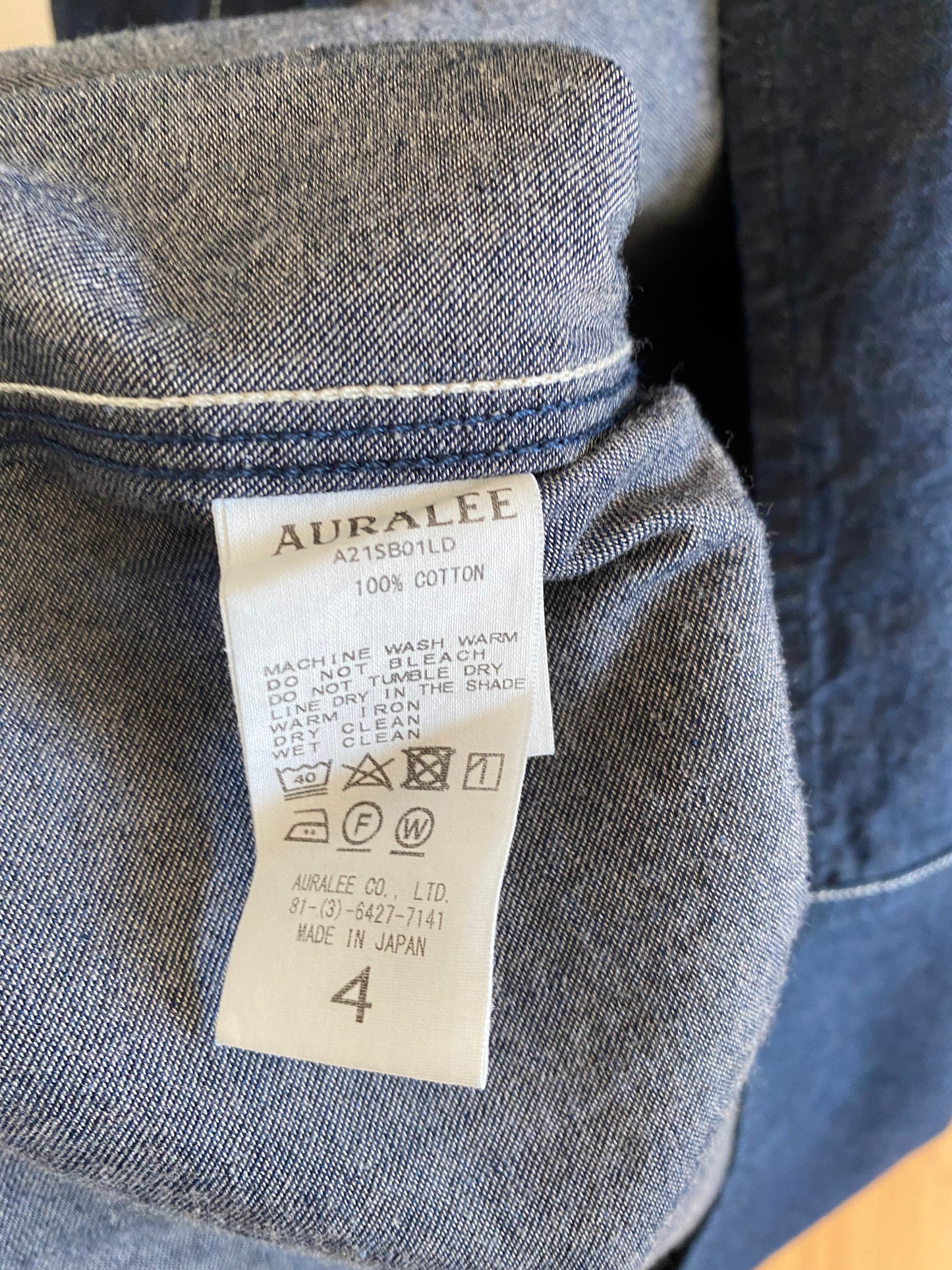 Auralee Hard Twist Denim Contrast Shirt