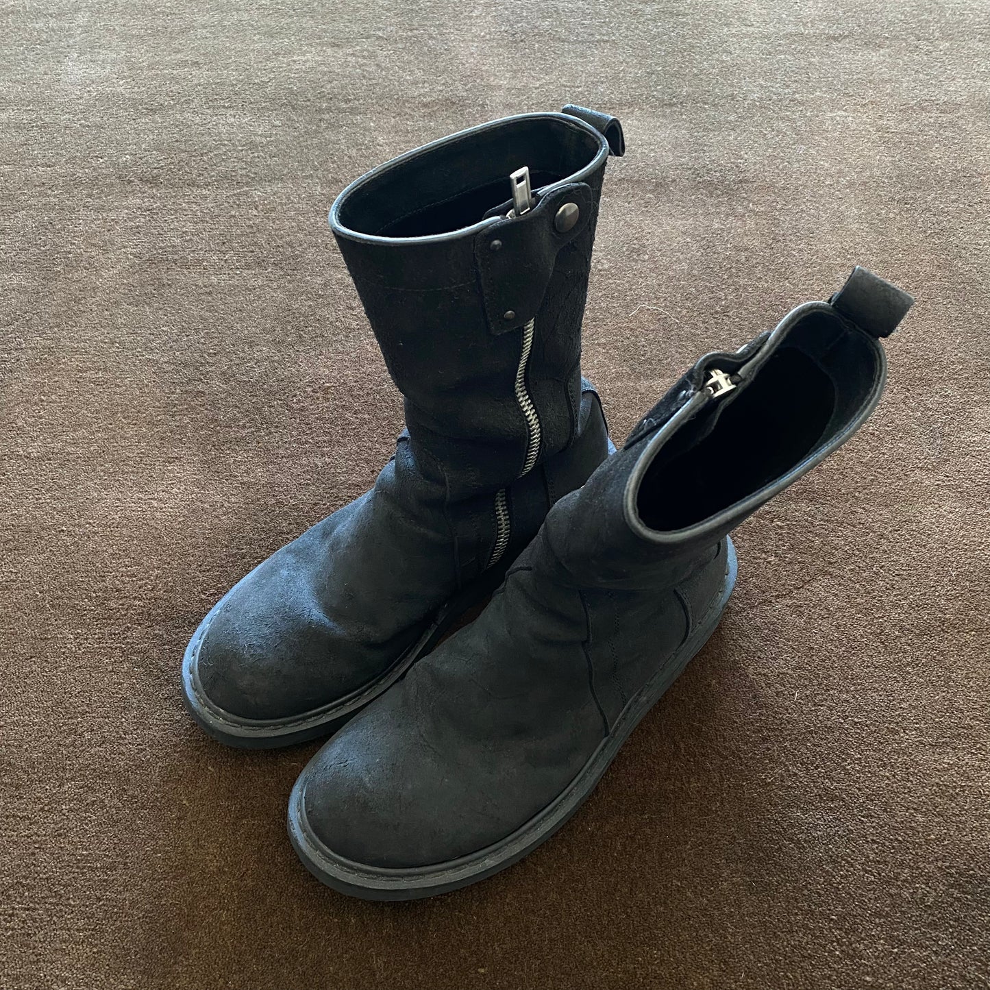 Rick Owens Creeper Reverse Blistered Leather Boots