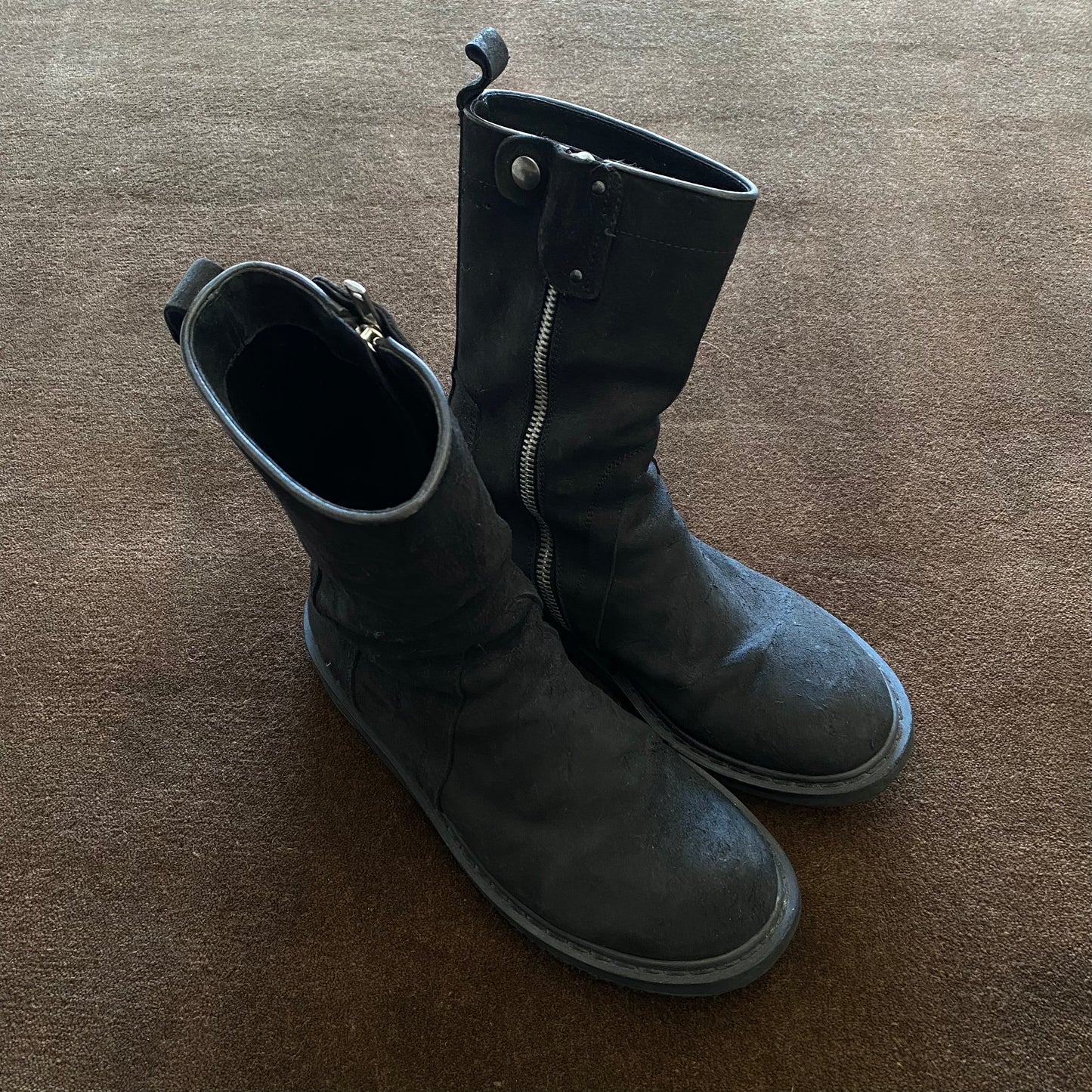 Rick Owens Creeper Reverse Blistered Leather Boots