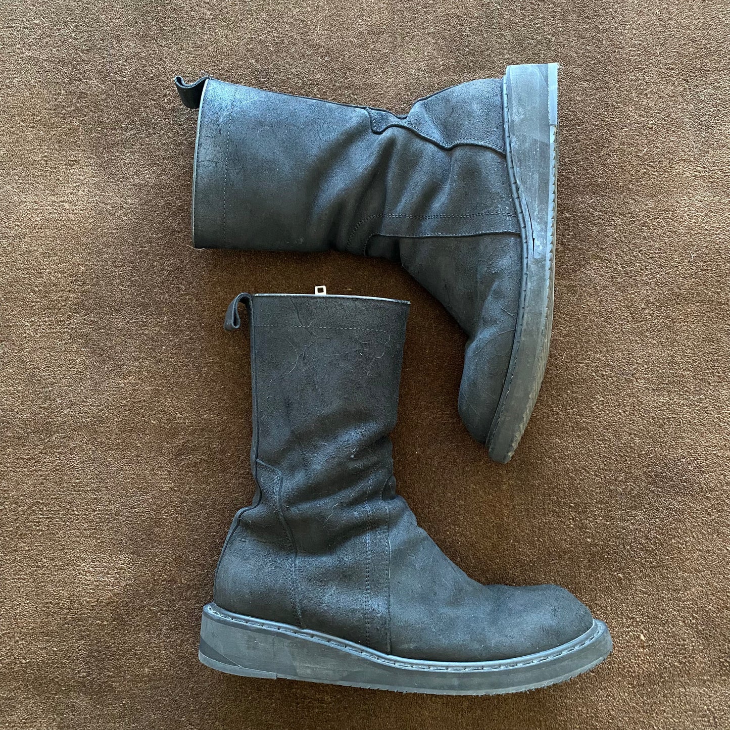 Rick Owens Creeper Reverse Blistered Leather Boots