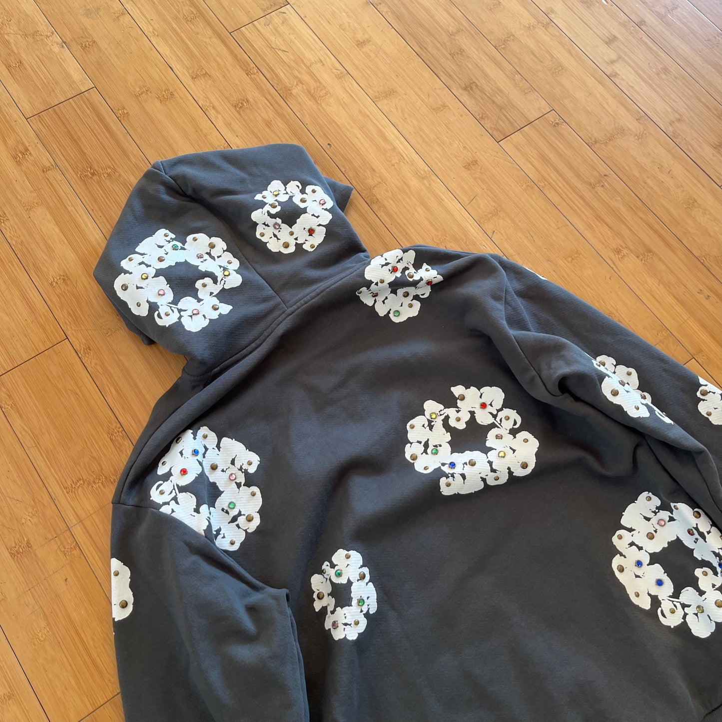 Denim Tears Rhinestone Wreath Zip-Up Hoodie