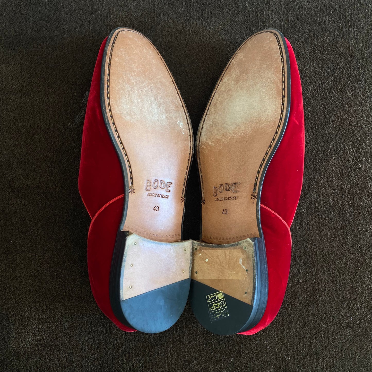 Bode Red Velvet House Slippers