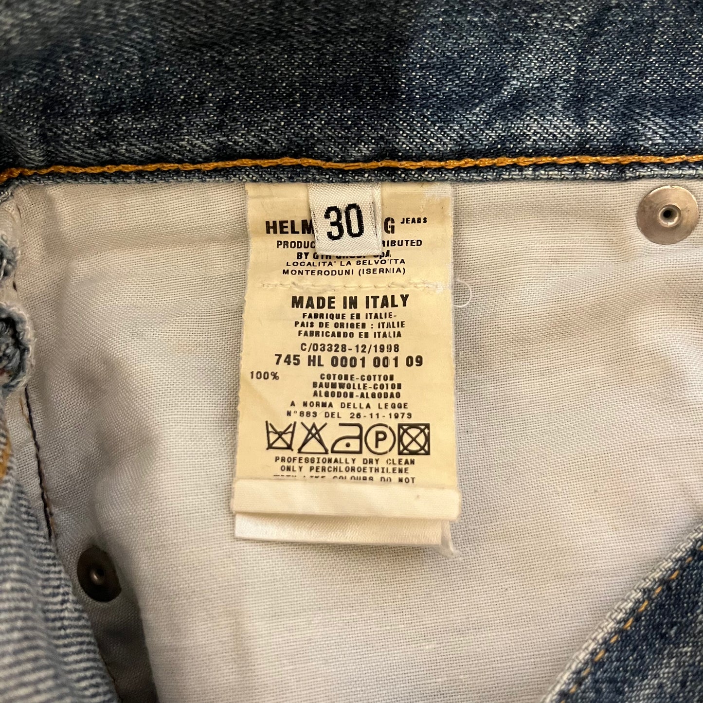 Helmut Lang 1998 Classic Cut Denim