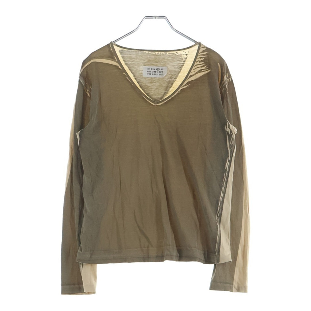 Maison Martin Margiela Printed V-Neck Long Sleeve T-Shirt