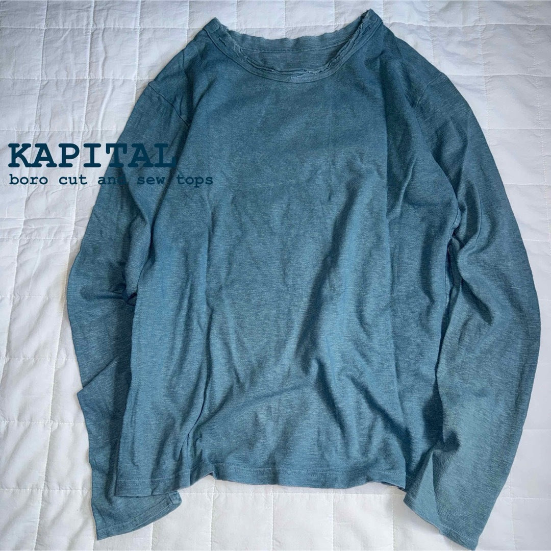 KAPITAL Distressed Garment-Dyed Long Sleeve Top