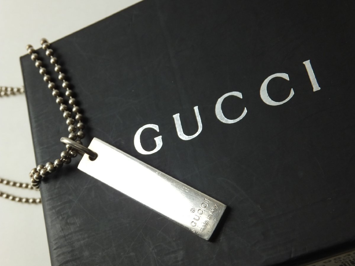 Gucci Double Chain Logo Plate Necklace