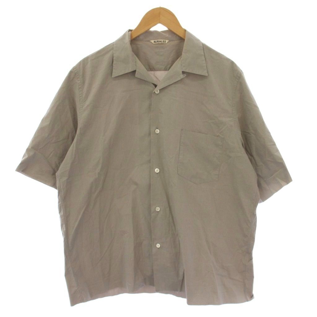 AURALEE Selvedge Weather Cloth Open Collar Short Sleeve Shirt