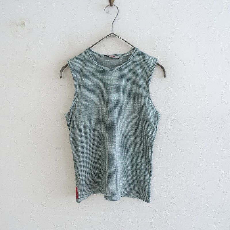 Prada Sport Houndstooth Linen Cotton Tank Top