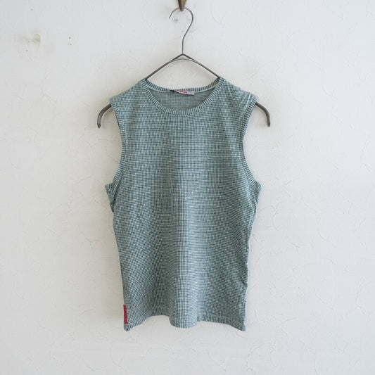 Prada Sport Houndstooth Linen Cotton Tank Top