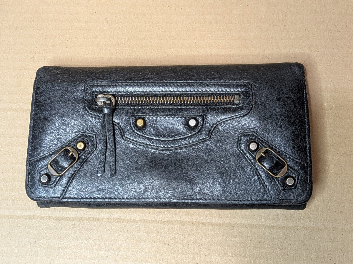 Balenciaga Leather City Wallet - Black