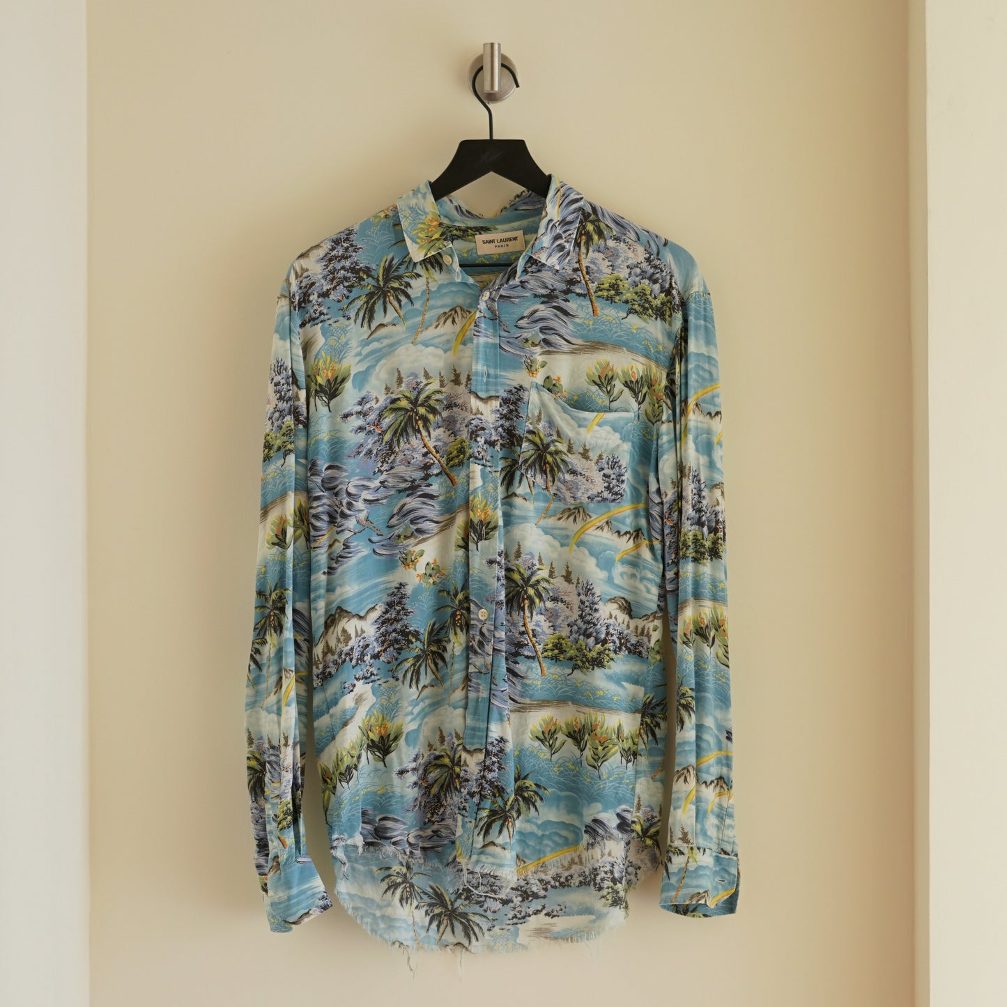 Saint Laurent SS16 Hawaiian Long-Sleeve Button-Up Shirt