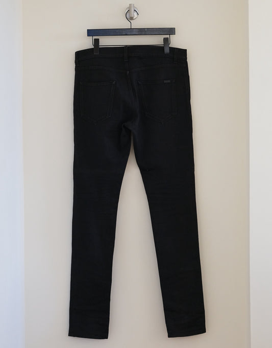 Saint Laurent Paris Waxed Black Skinny Jeans