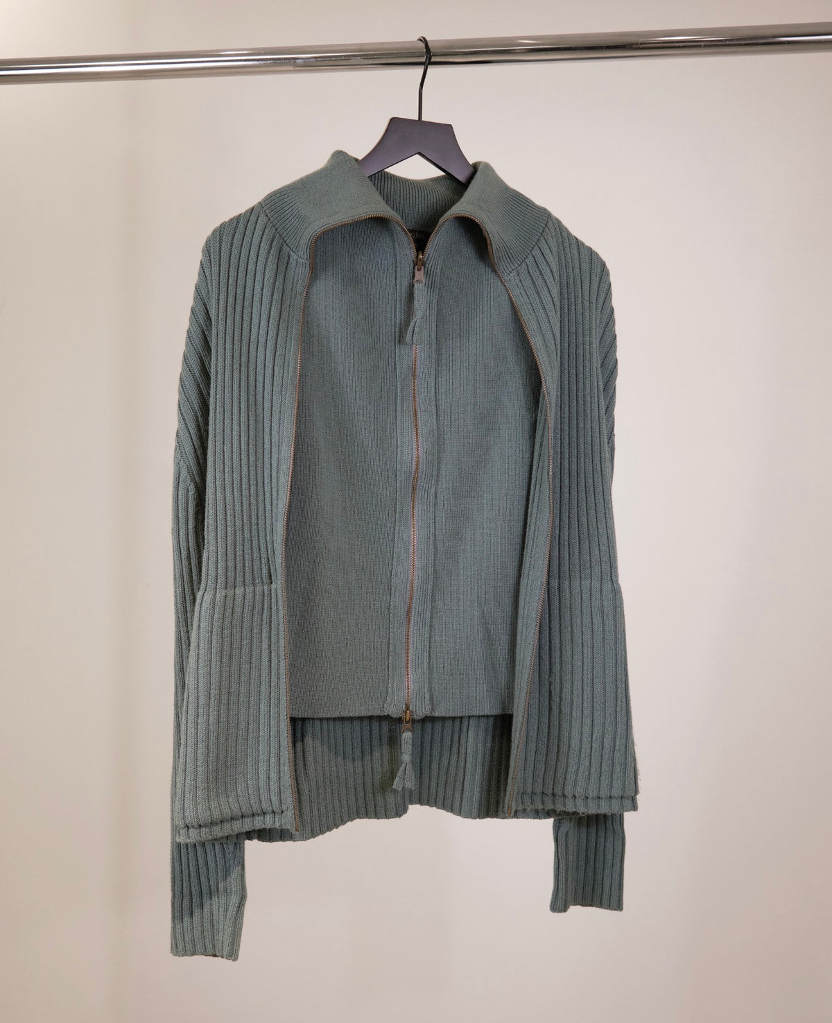 Jean Paul Gaultier Homme Zip Up Rib Knit Cardigan