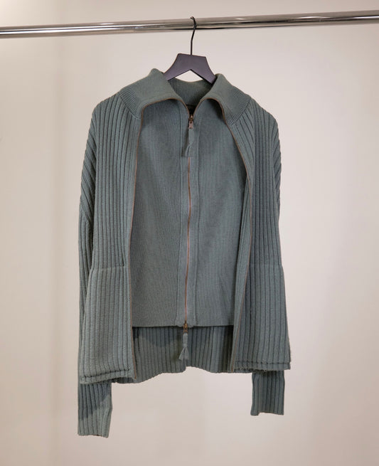 Jean Paul Gaultier Homme Zip Up Rib Knit Cardigan