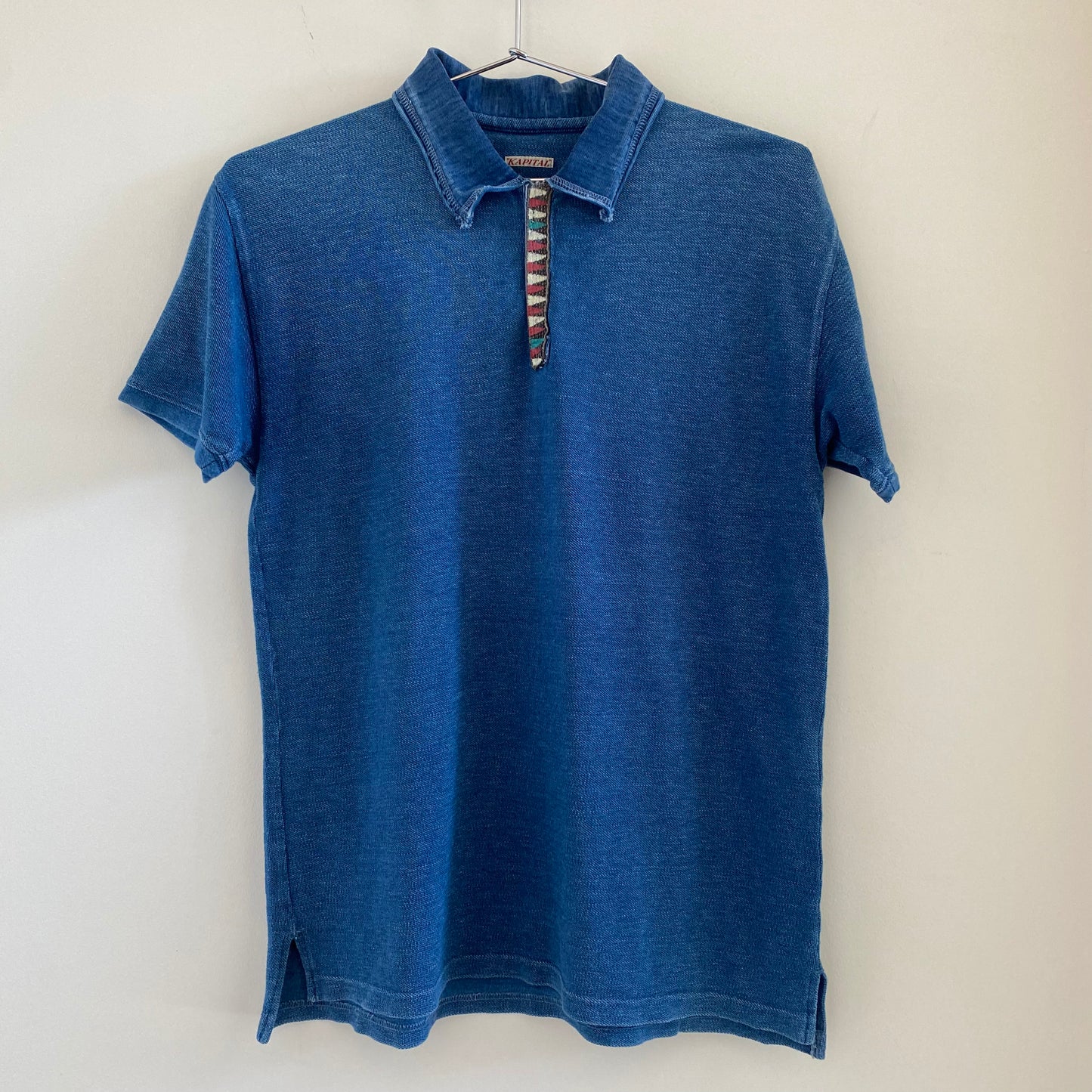 Kapital Inidgo Dyed Painted Polo Shirt