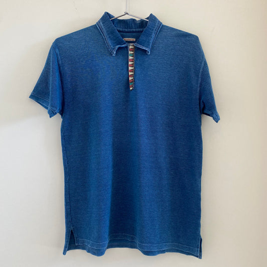 Kapital Inidgo Dyed Painted Polo Shirt