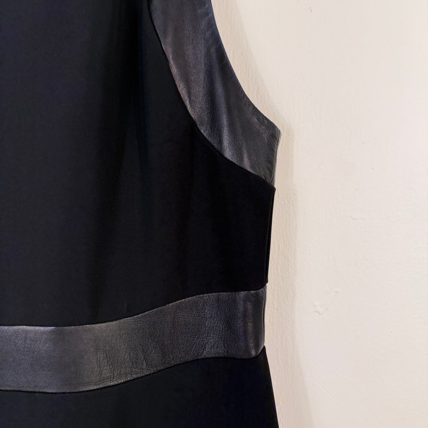 Gucci Leather Trim Sleeveless Dress