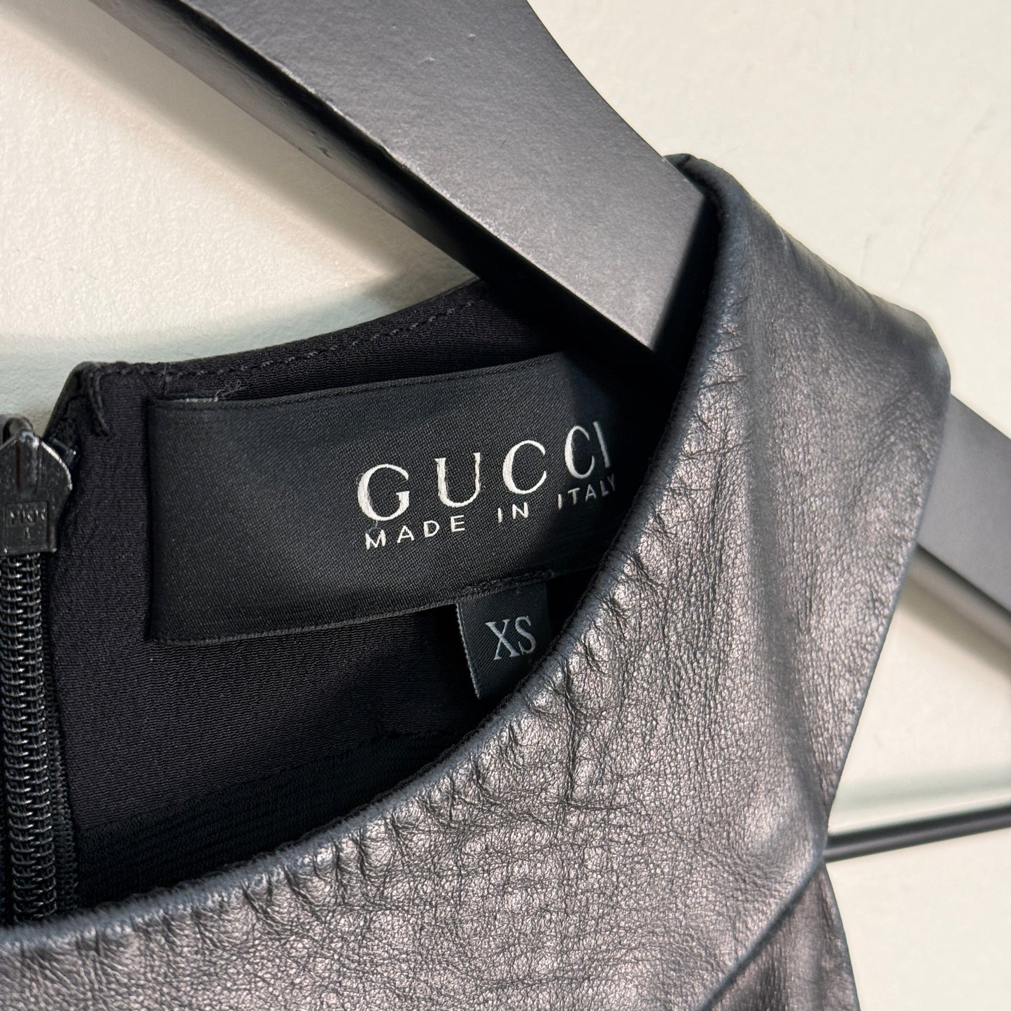 Gucci Leather Trim Sleeveless Dress