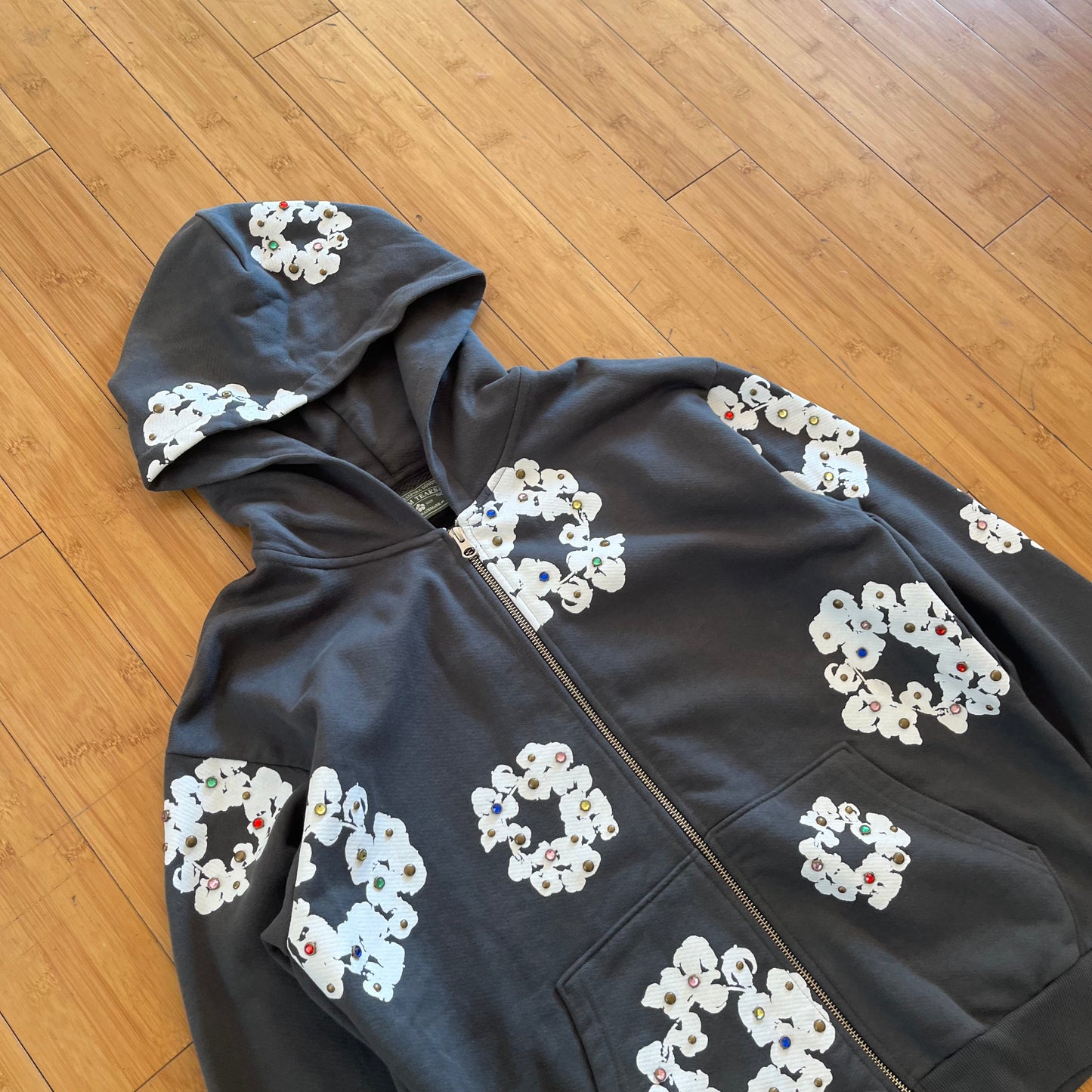 Denim Tears Rhinestone Wreath Zip-Up Hoodie