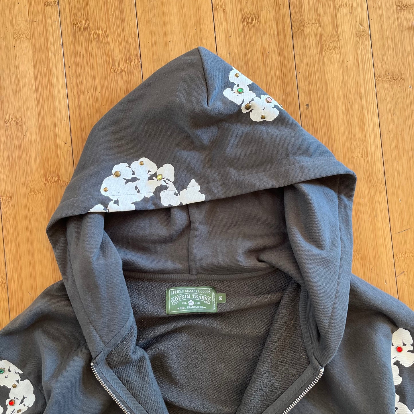Denim Tears Rhinestone Wreath Zip-Up Hoodie