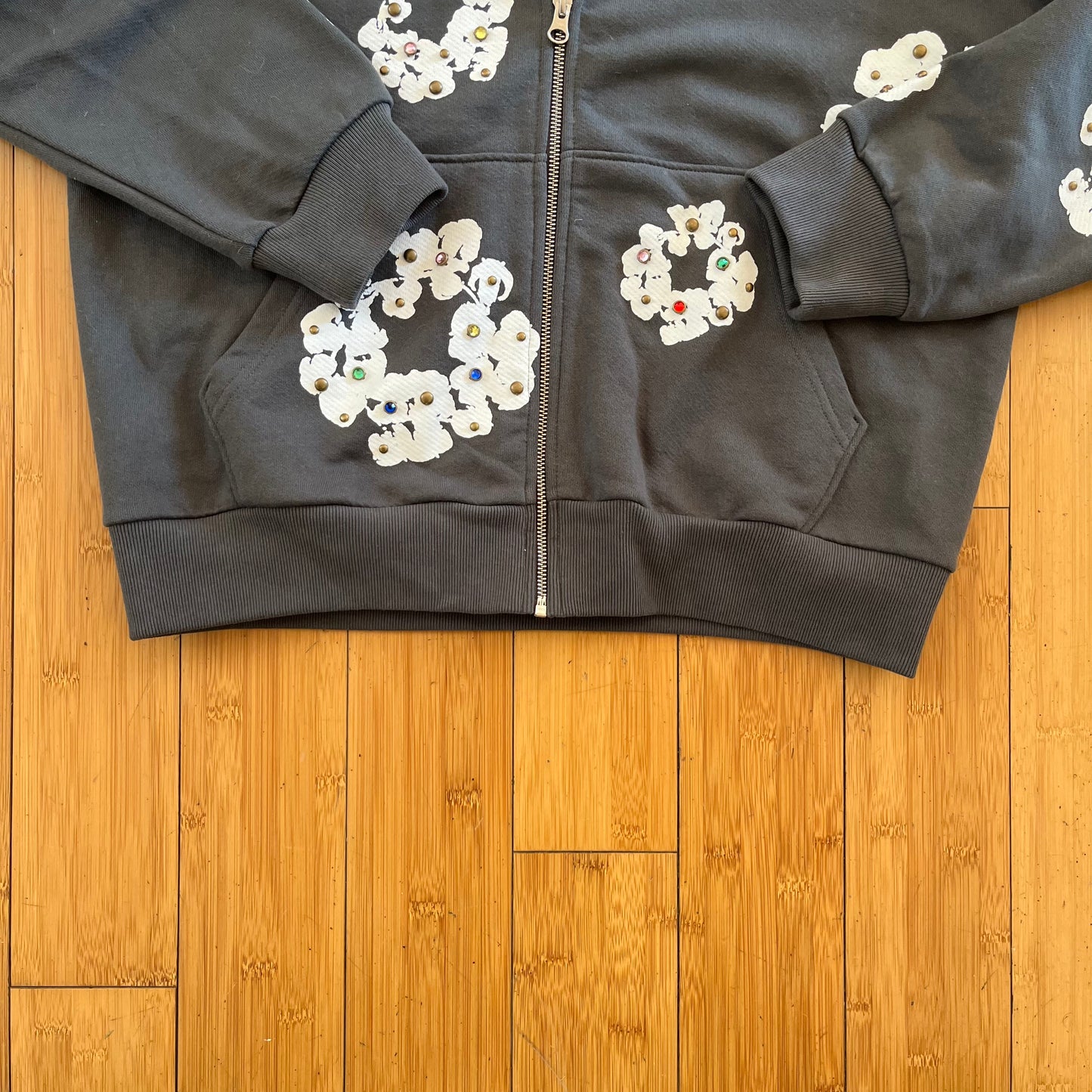 Denim Tears Rhinestone Wreath Zip-Up Hoodie