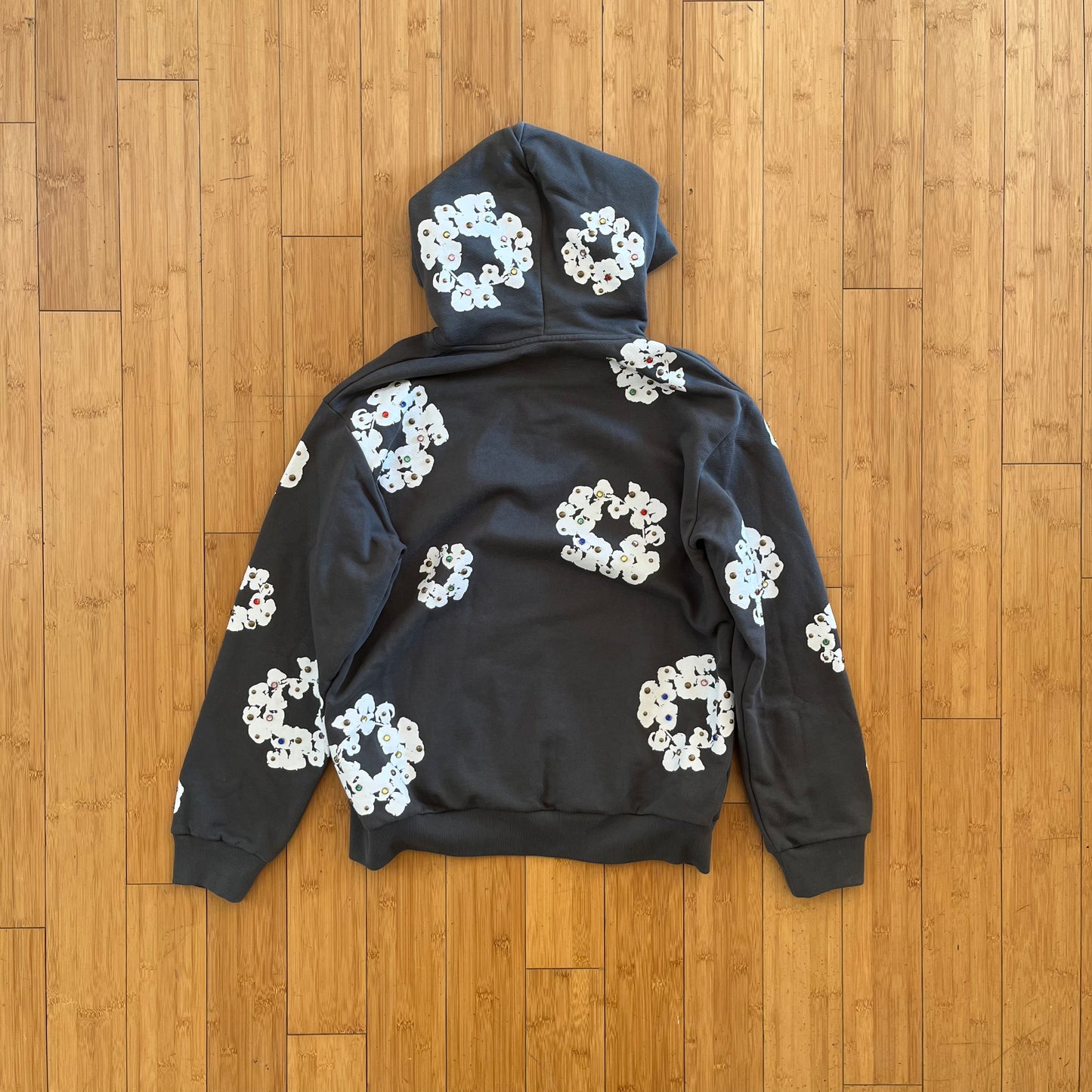 Denim Tears Rhinestone Wreath Zip-Up Hoodie