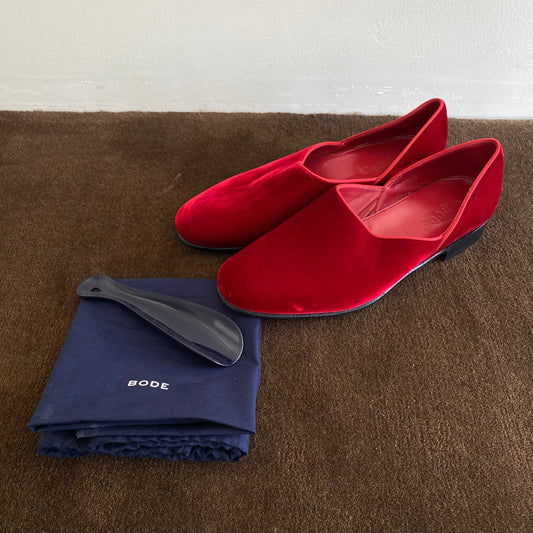 Bode Red Velvet House Slippers