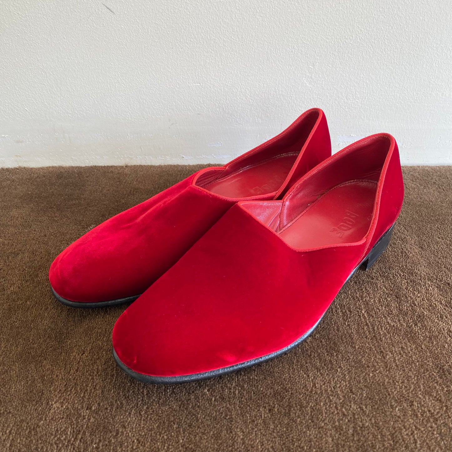 Bode Red Velvet House Slippers