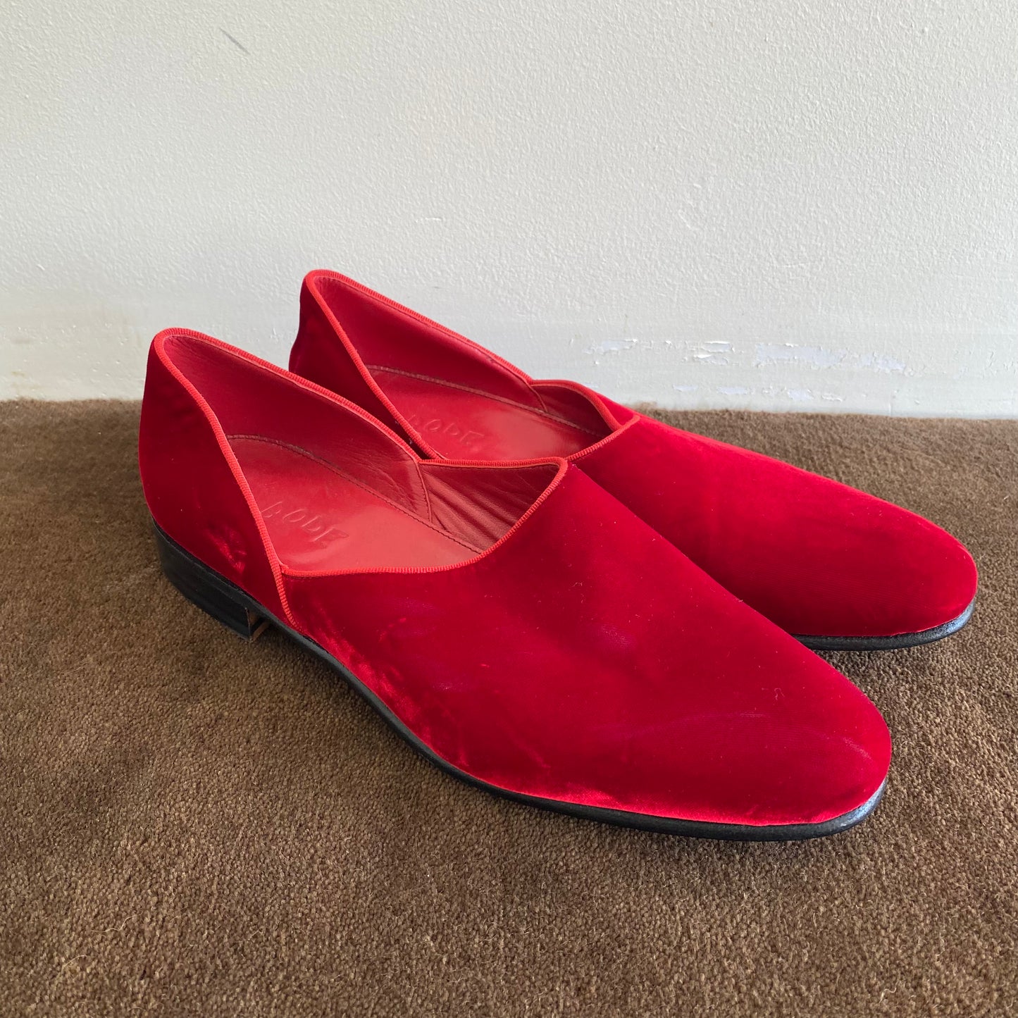 Bode Red Velvet House Slippers