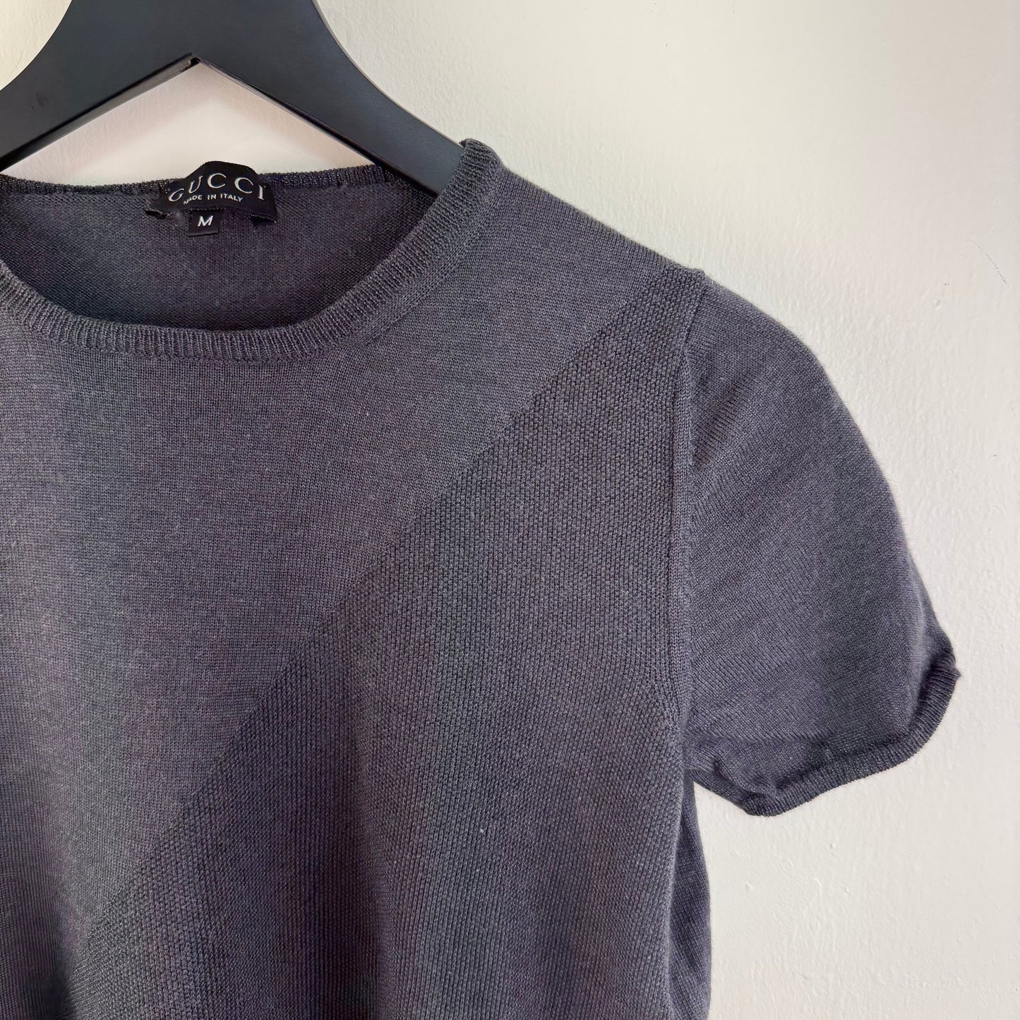 Gucci Short Sleeve Cashmere Silk Blend Knit Top 1997