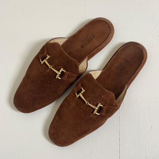 Gucci Suede Horsebit Mule Sandals