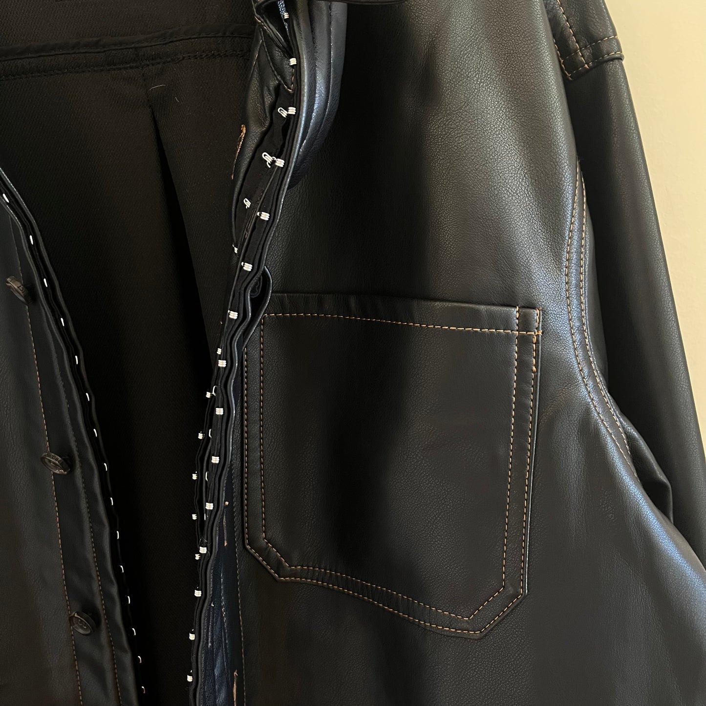 Y/Project Hook Eye Faux Leather Shirt