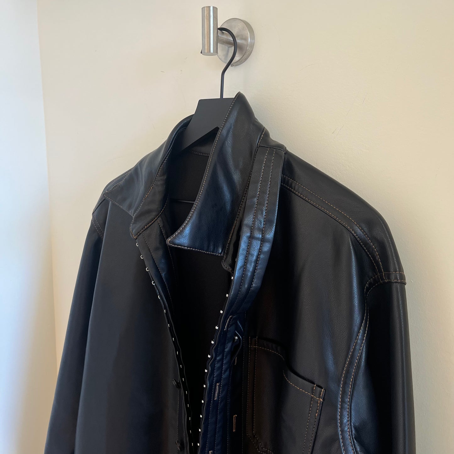 Y/Project Hook Eye Faux Leather Shirt