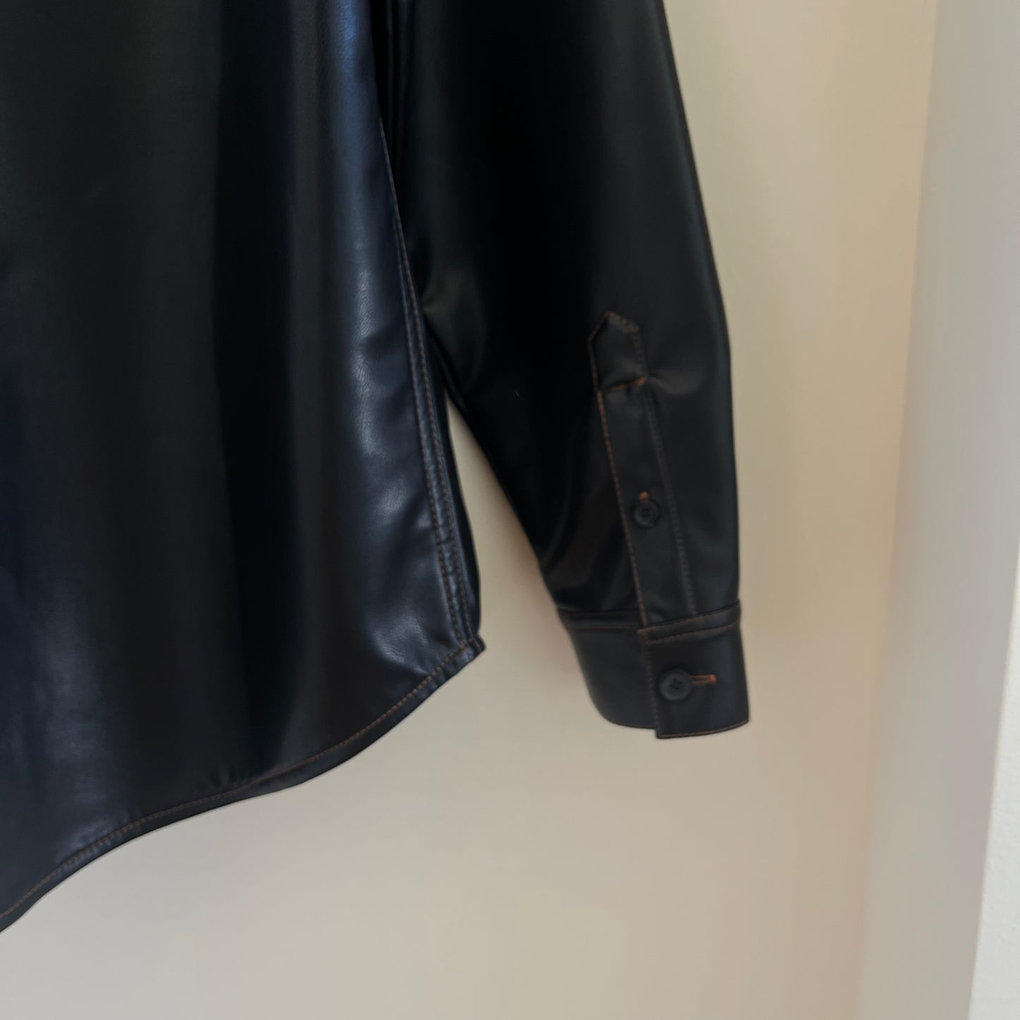 Y/Project Hook Eye Faux Leather Shirt