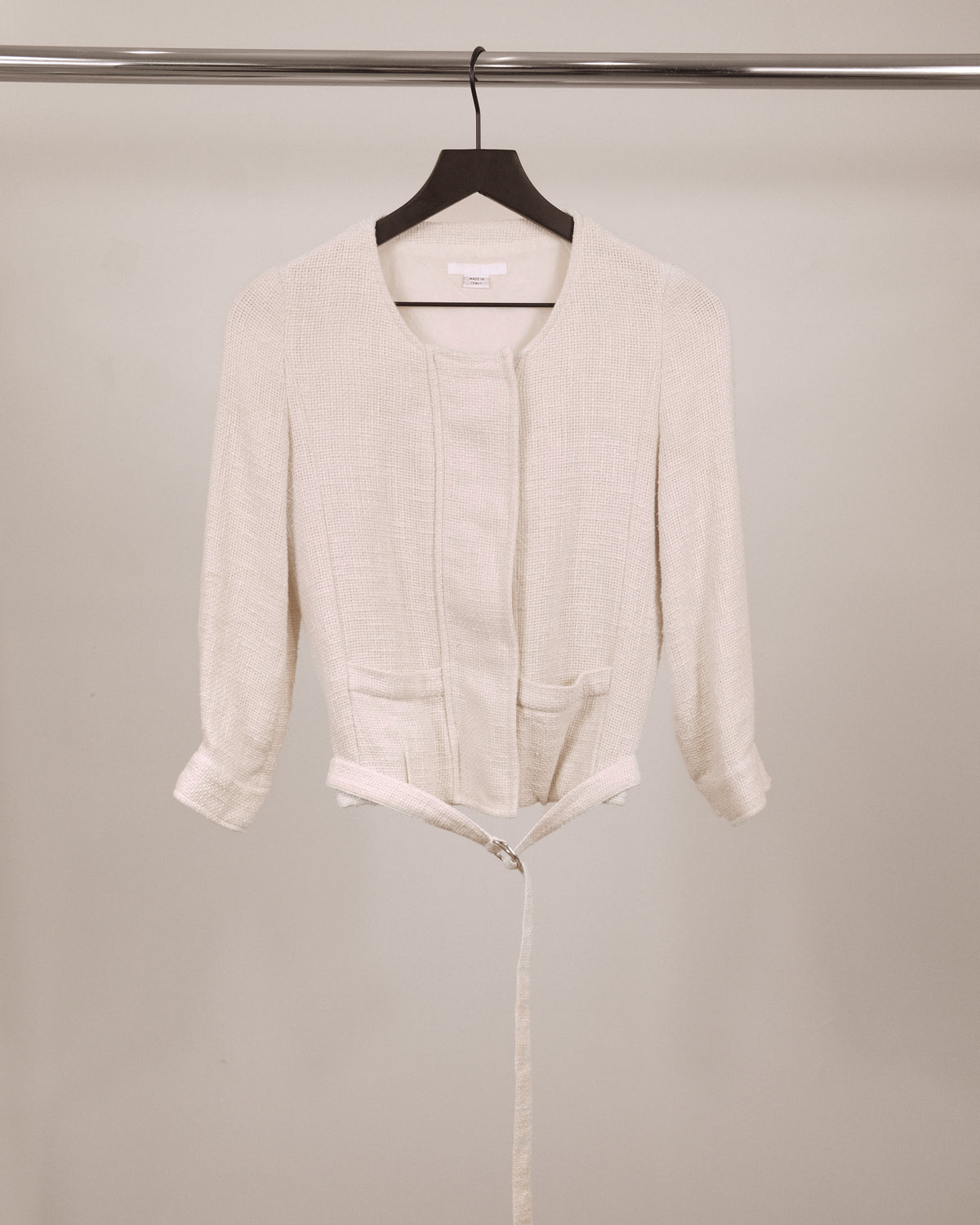 Helmut Lang Linen Collarless Jacket White