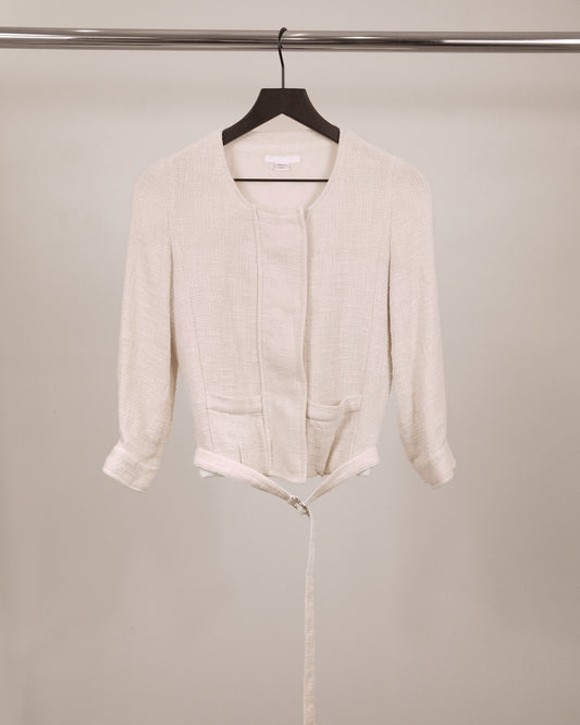 Helmut Lang Linen Collarless Jacket White
