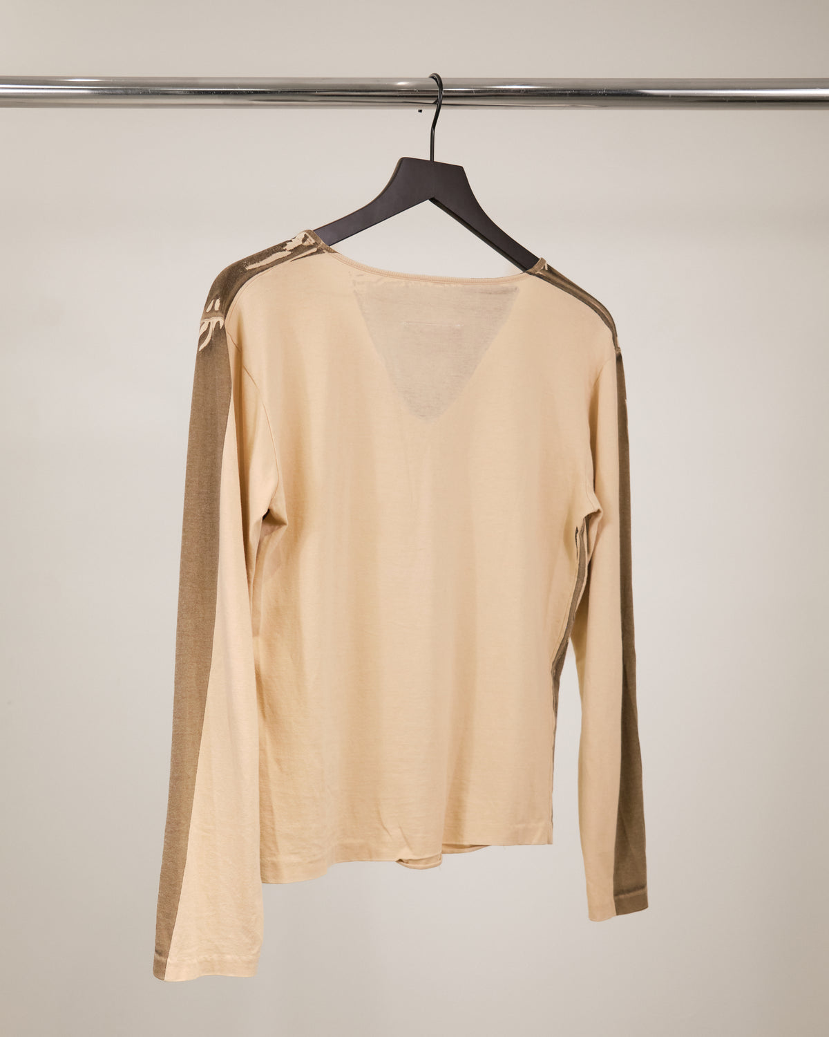 Maison Martin Margiela Printed V-Neck Long Sleeve T-Shirt