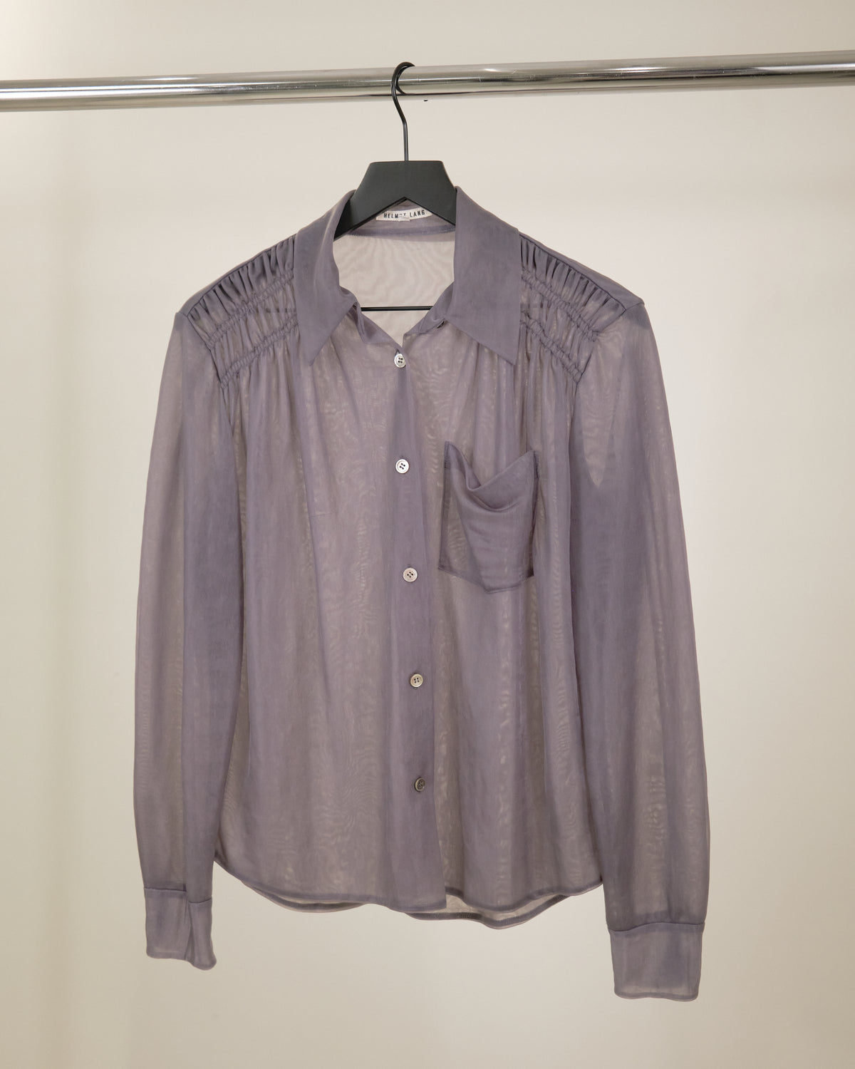 Helmut Lang Sheer Gathered Nylon Blouse