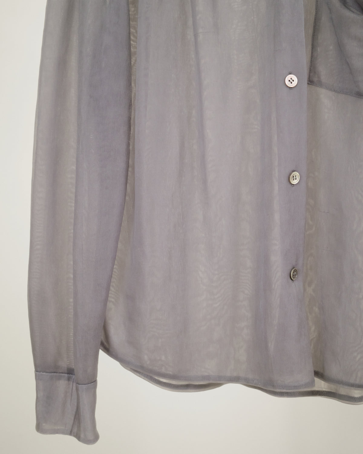 Helmut Lang Sheer Gathered Nylon Blouse