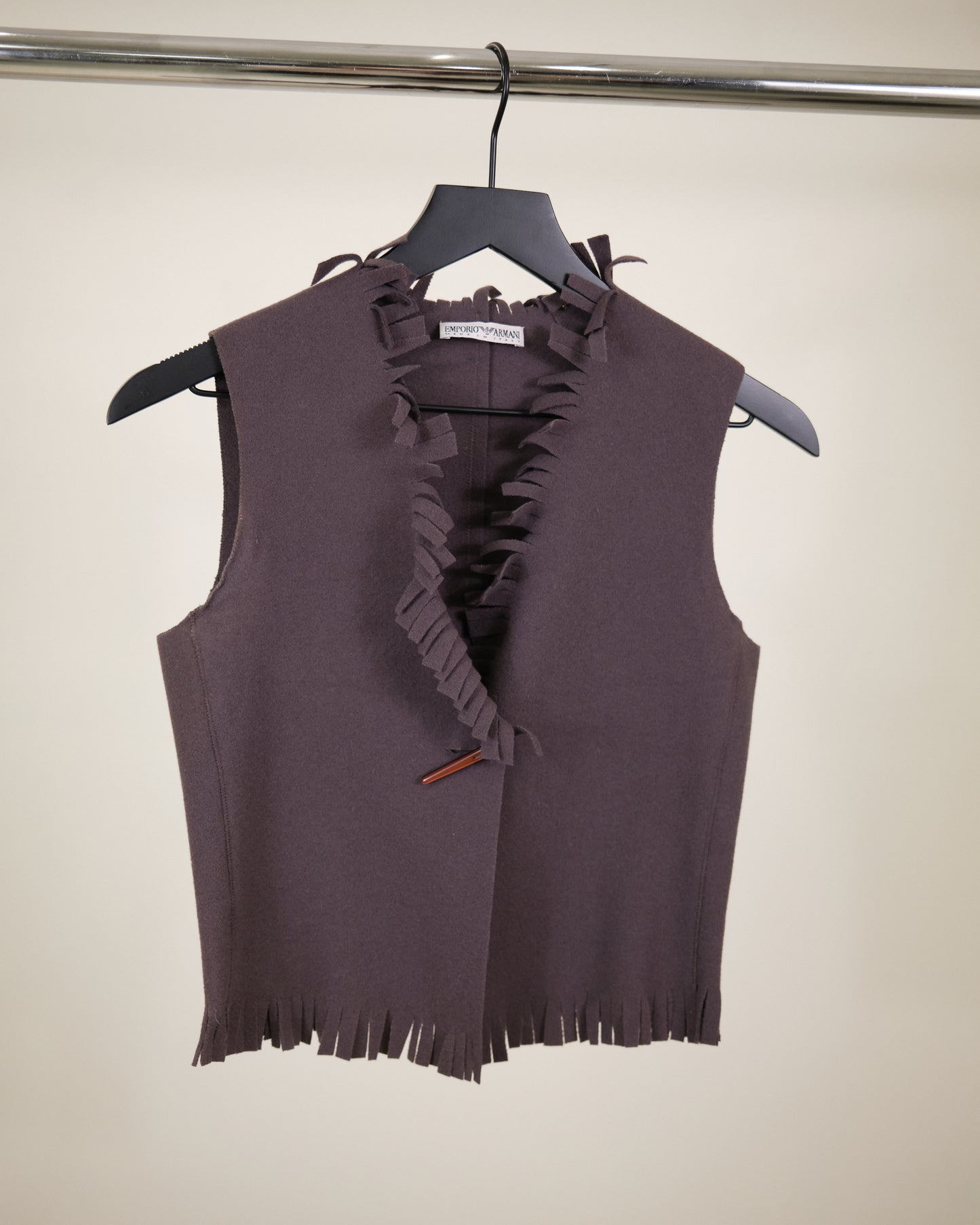 Emporio Armani Fringed Vest Charcoal