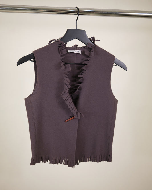 Emporio Armani Fringed Vest Charcoal