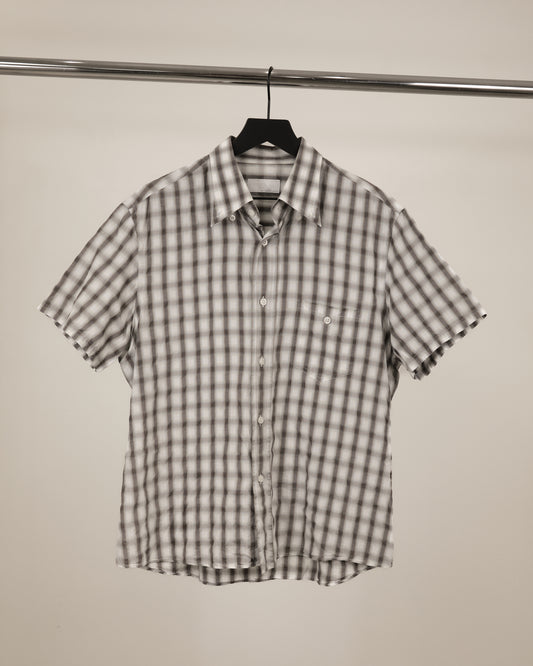 Prada Ombre Check Short Sleeve Button Down Shirt