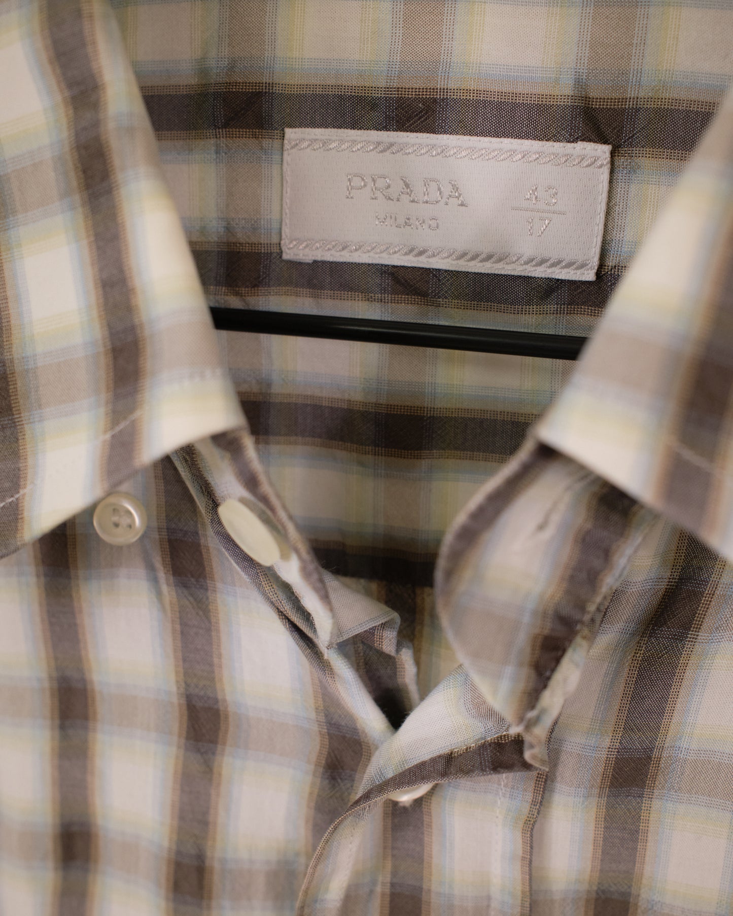 Prada Ombre Check Short Sleeve Button Down Shirt