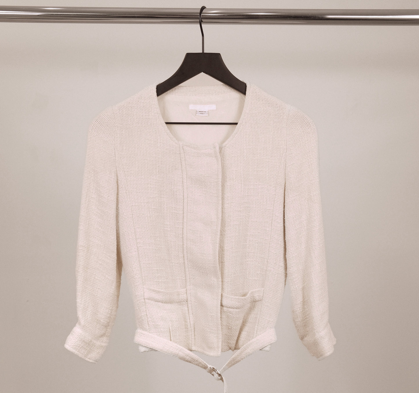 Helmut Lang Linen Collarless Jacket White