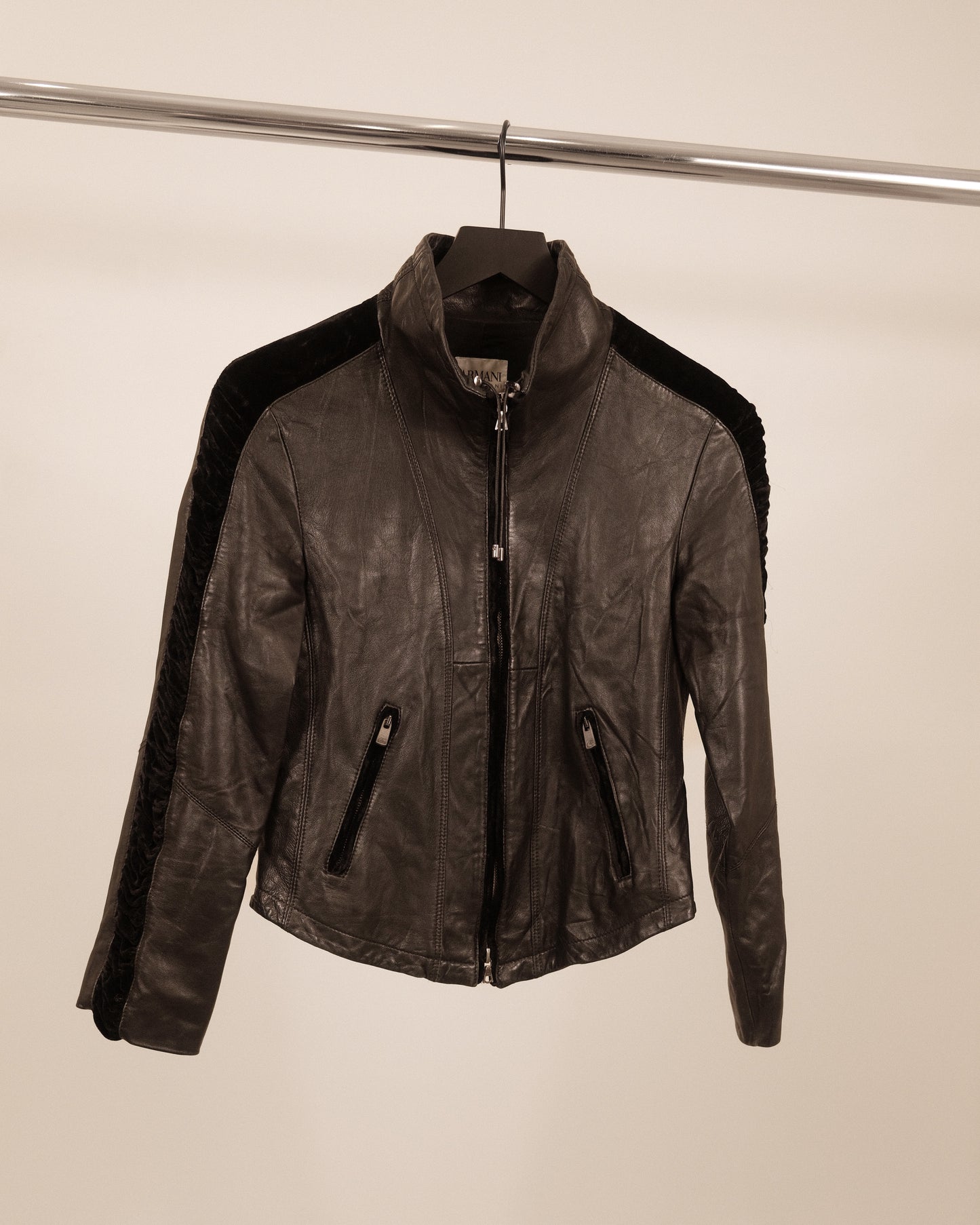 Armani Collezioni Cropped Leather Jacket